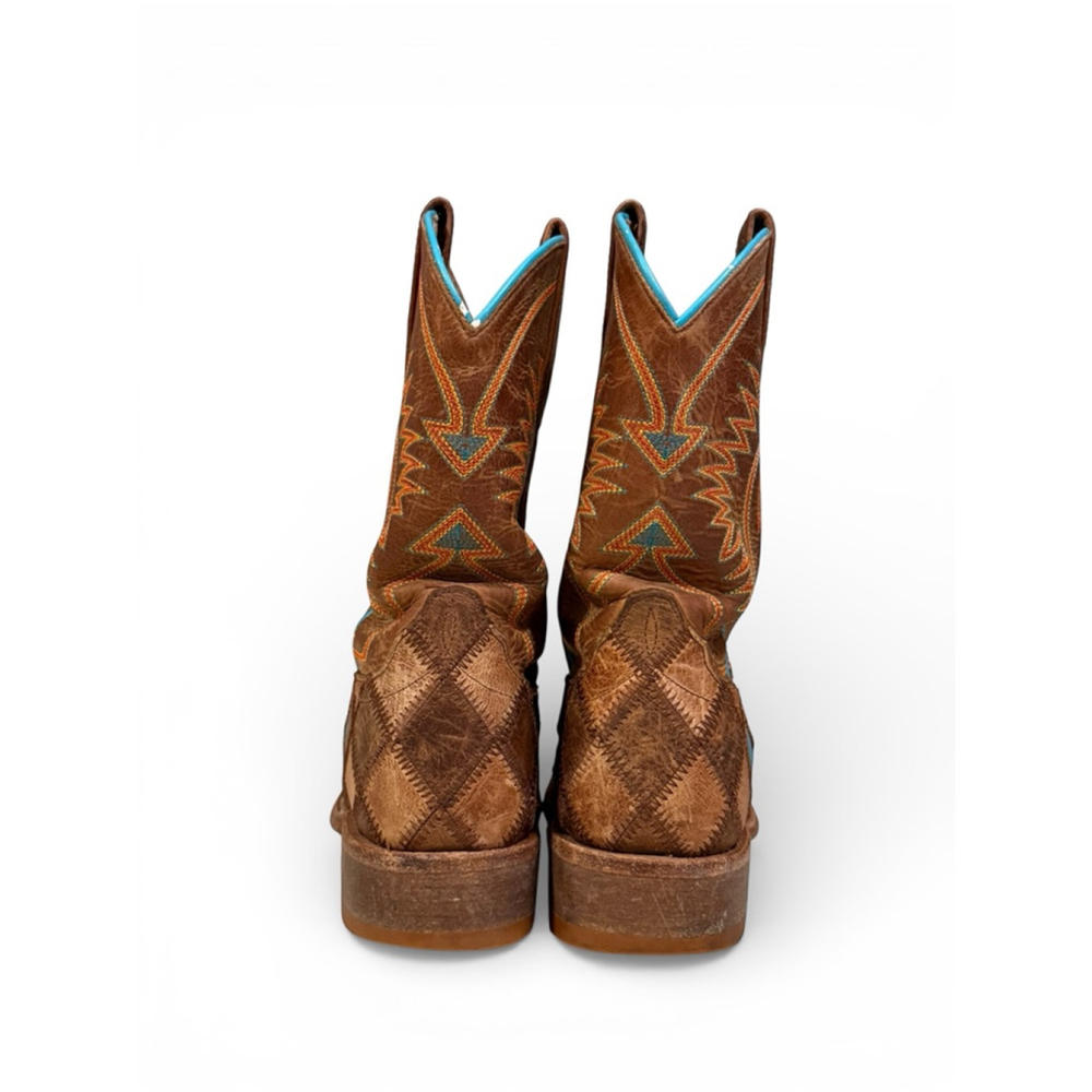 Anderson Bean Horse Power Crazy Train Patchwork Kids 8” Leather Boots Sz 13 - Picture 4 of 11